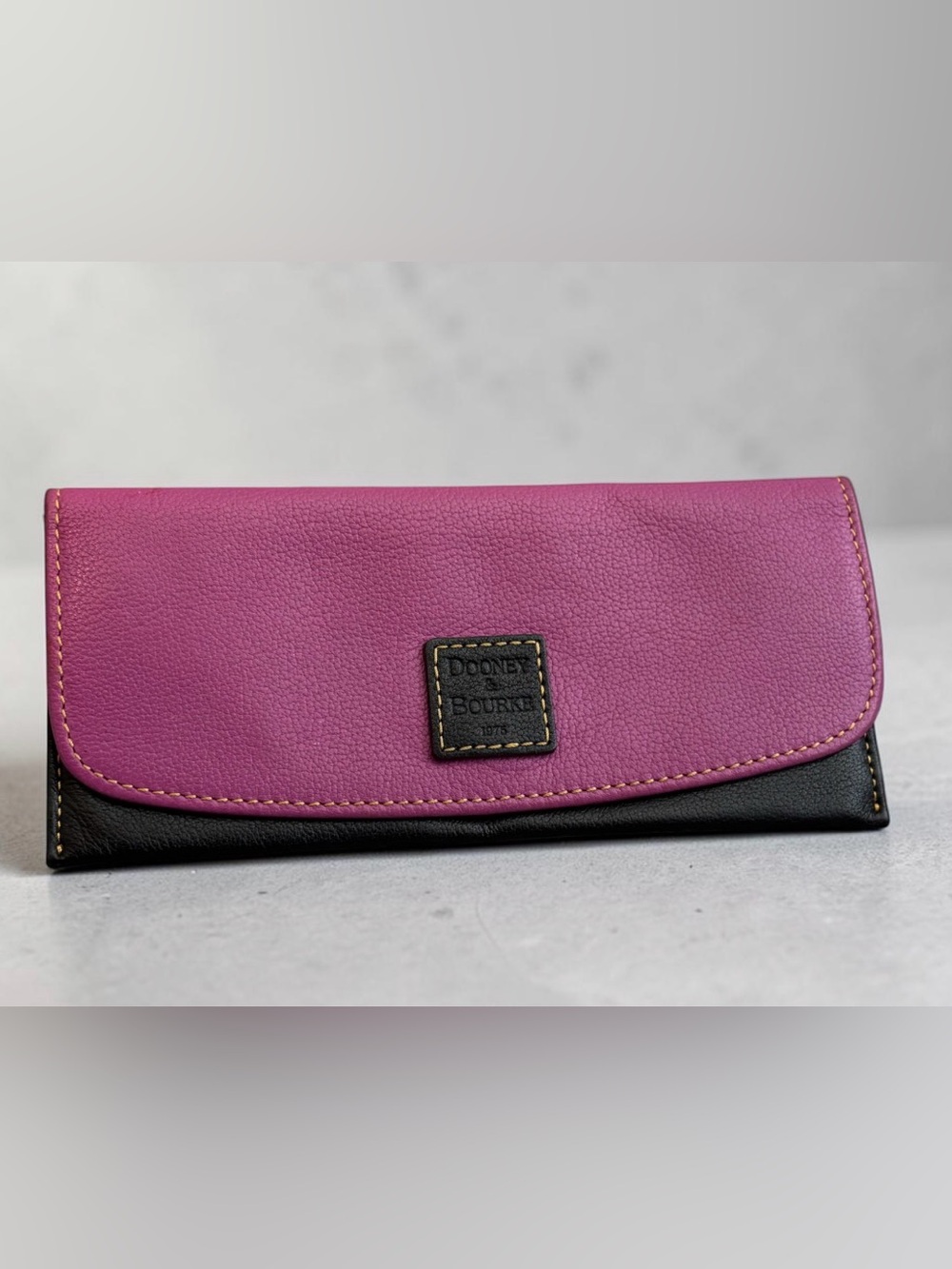 Dooney & Bourke Hot Pink Leather Clutch with Black Trim